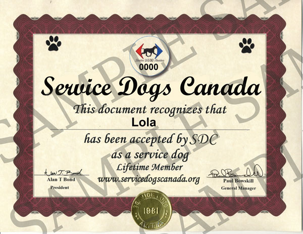 canadian service dog registration